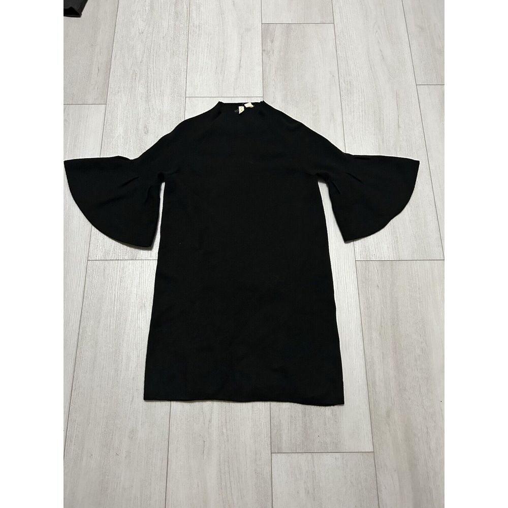 MOTH Anthropologie Chester Black Bell‎ Sleeve Rayon Blend Sweater Dress Tunic S